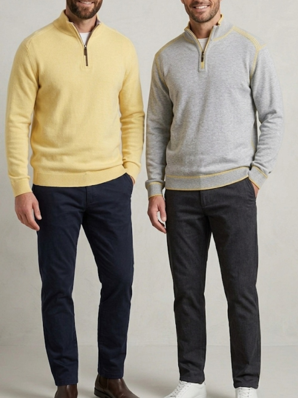 Tommy Bahama Flip Side Classic Reversible Mock Neck Sweatshirt Yellow Gray  L XL